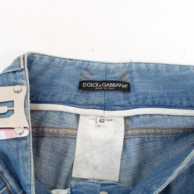 Pre Owned Dolce & Gabbana Blue Wide Leg Denim Jeans M