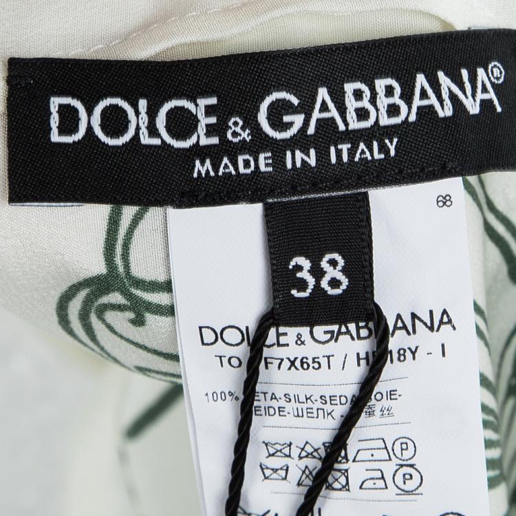 Pre Owned Dolce and Gabbana White Botanical Garden Printed Silk Sleeveless Top S