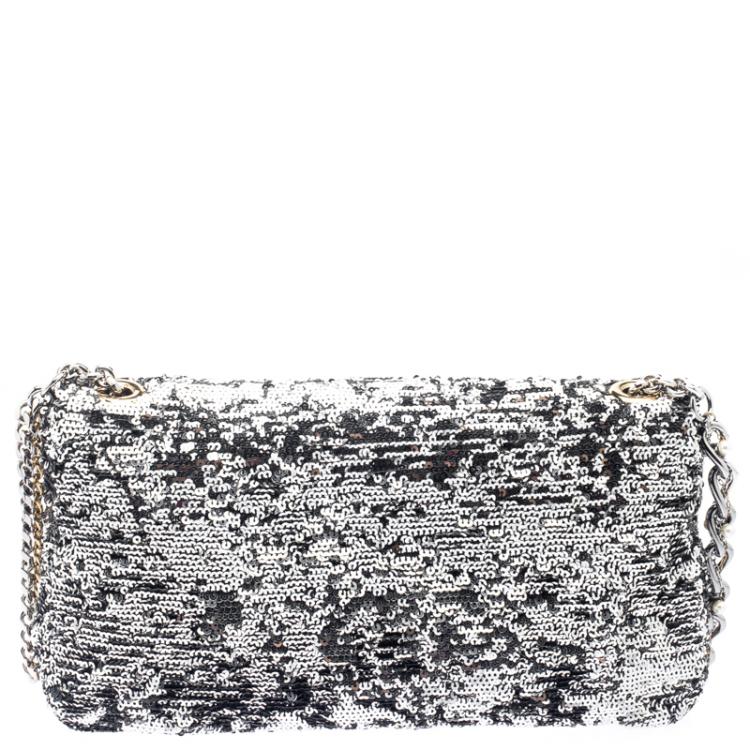 Pre Owned Dolce and Gabbana Silver Sequin Charles Shoulder Bag