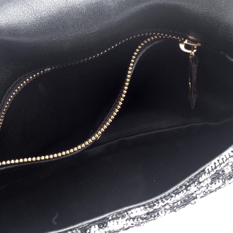 Pre Owned Dolce and Gabbana Silver Sequin Charles Shoulder Bag