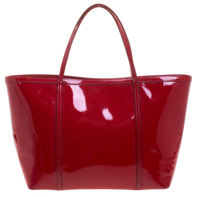 Pre Owned Dolce and Gabbana Red Patent Leather Miss Escape Tote