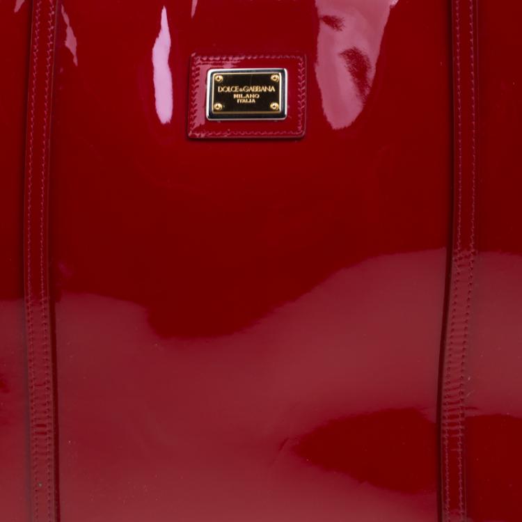 Pre Owned Dolce and Gabbana Red Patent Leather Miss Escape Tote