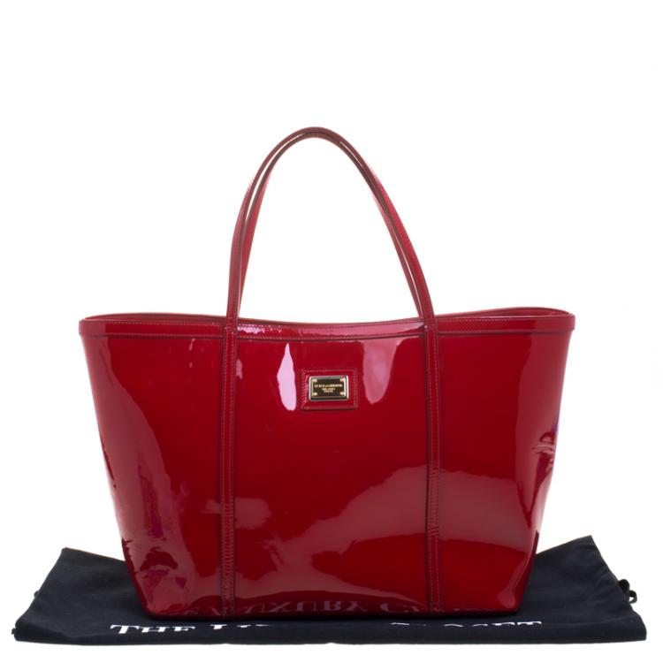 Pre Owned Dolce and Gabbana Red Patent Leather Miss Escape Tote