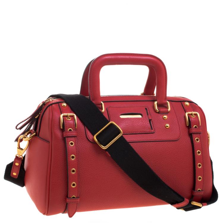 Pre Owned Dolce and Gabbana Red Leather Miss Easy Way Boston Bag