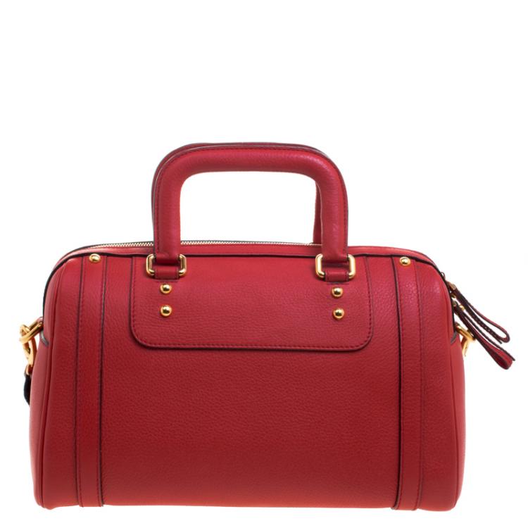 Pre Owned Dolce and Gabbana Red Leather Miss Easy Way Boston Bag