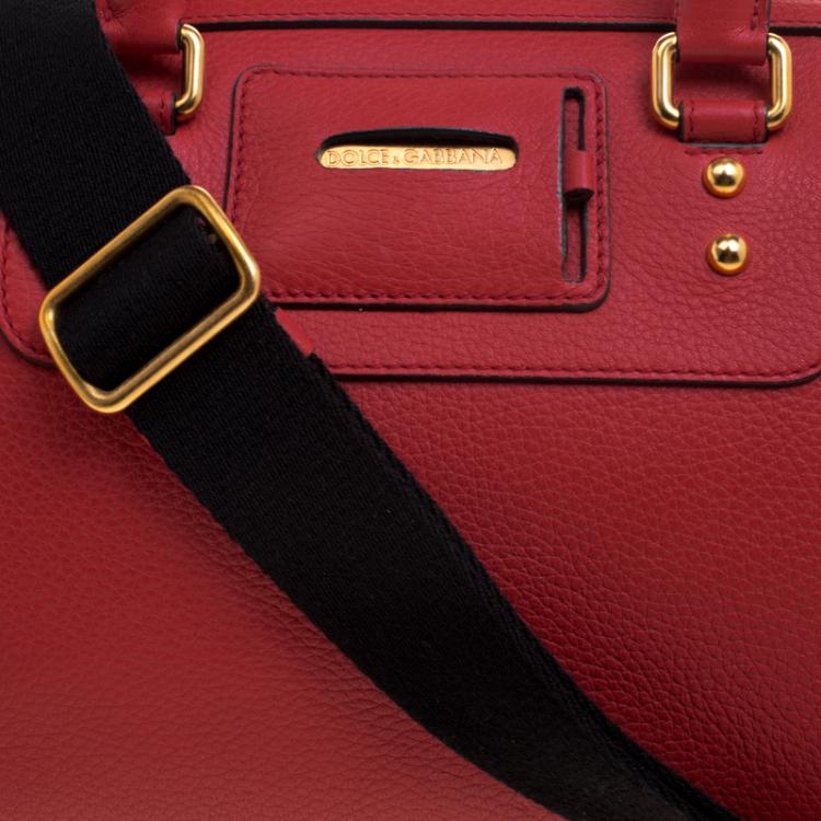 Pre Owned Dolce and Gabbana Red Leather Miss Easy Way Boston Bag