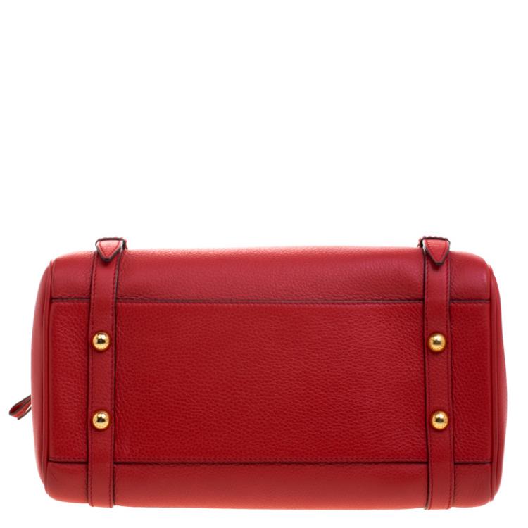 Pre Owned Dolce and Gabbana Red Leather Miss Easy Way Boston Bag
