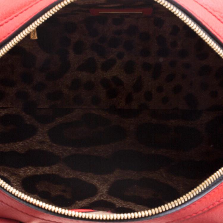 Pre Owned Dolce and Gabbana Red Leather Miss Easy Way Boston Bag