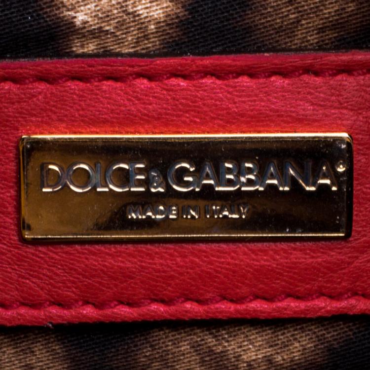 Pre Owned Dolce and Gabbana Red Leather Miss Easy Way Boston Bag