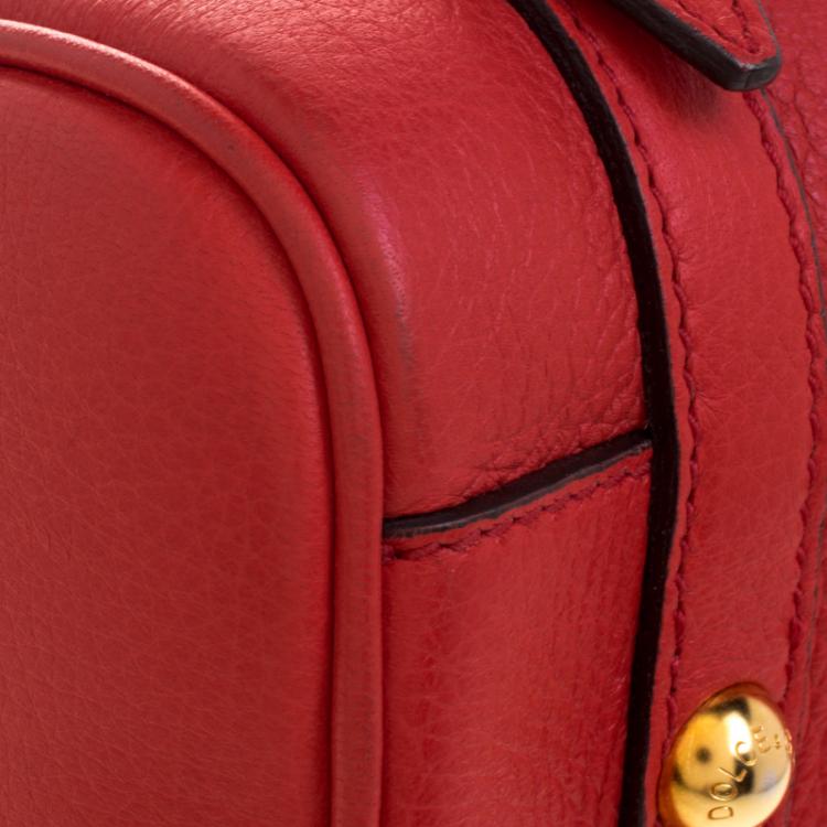 Pre Owned Dolce and Gabbana Red Leather Miss Easy Way Boston Bag