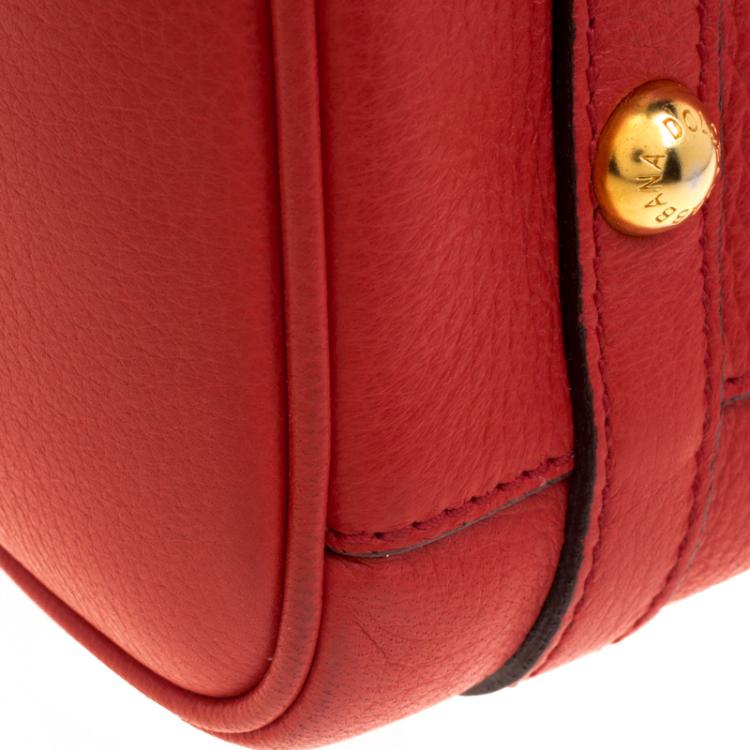Pre Owned Dolce and Gabbana Red Leather Miss Easy Way Boston Bag