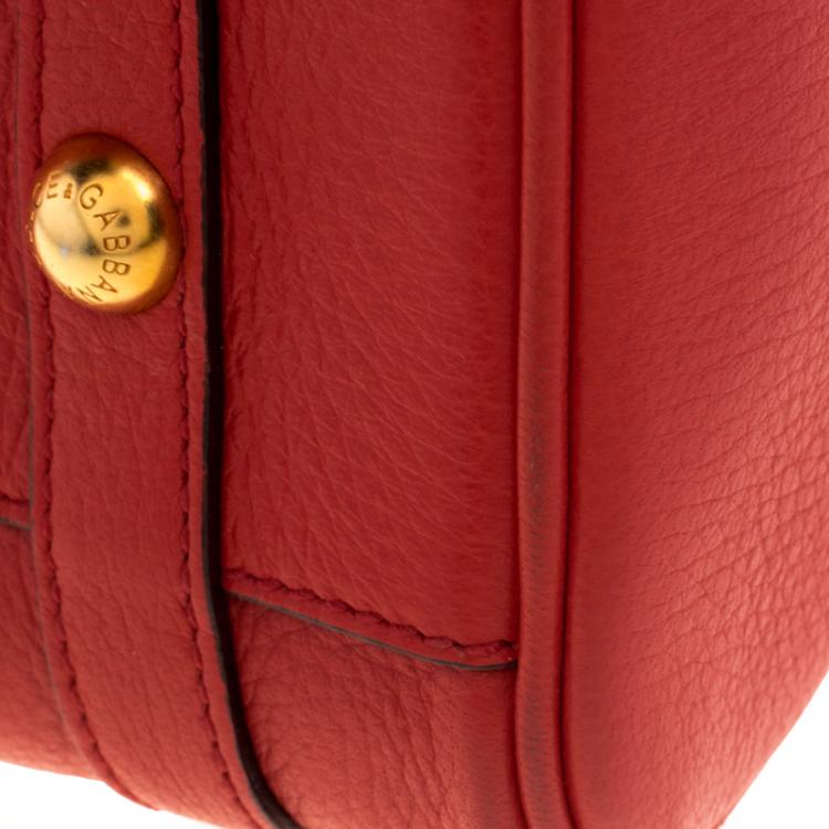 Pre Owned Dolce and Gabbana Red Leather Miss Easy Way Boston Bag
