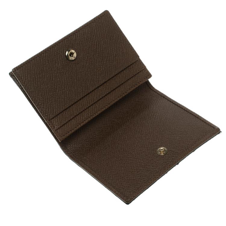 Pre Owned Dolce and Gabbana Brown Leopard Print Leather Flap Card Holder