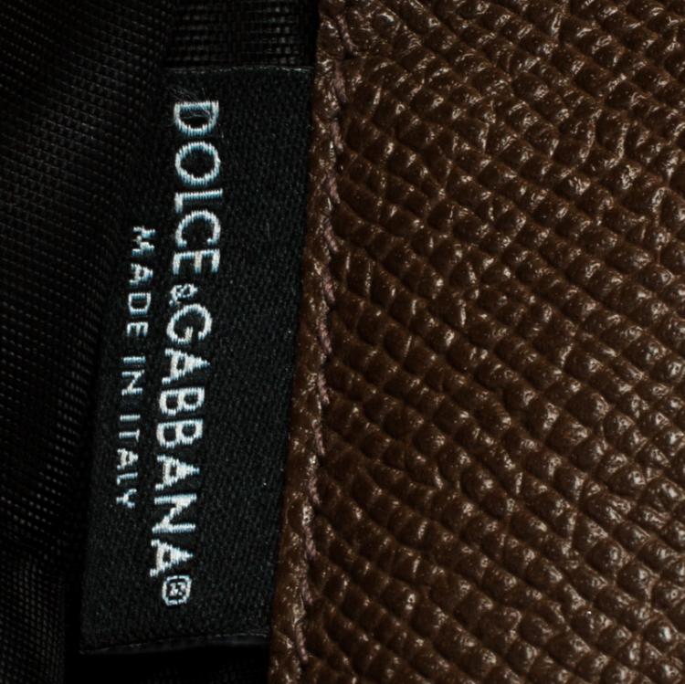 Pre Owned Dolce and Gabbana Brown Leopard Print Leather Flap Card Holder