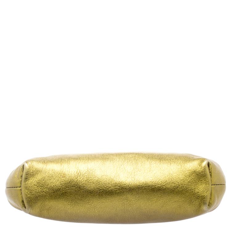 Pre Owned Dolce and Gabbana Gold Leather Frame Clutch