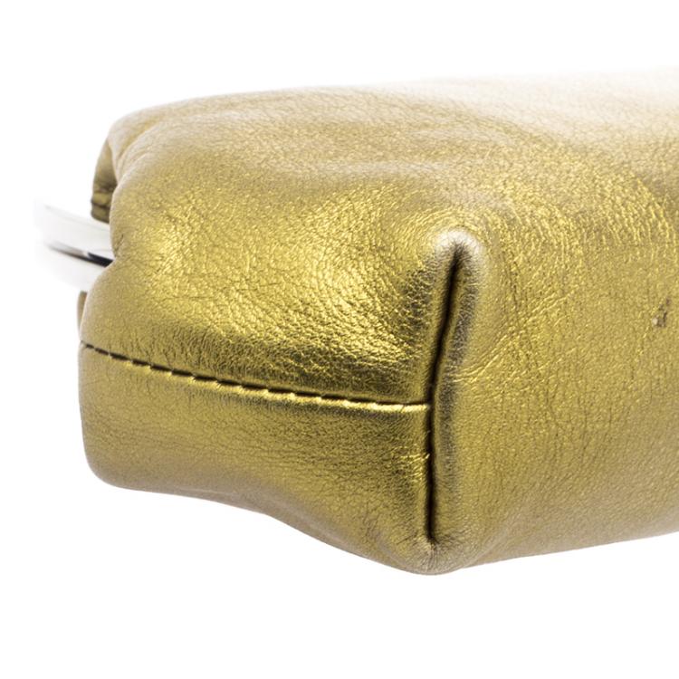 Pre Owned Dolce and Gabbana Gold Leather Frame Clutch