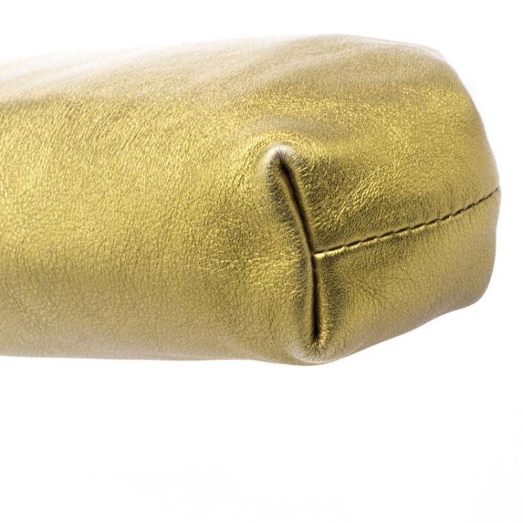 Pre Owned Dolce and Gabbana Gold Leather Frame Clutch