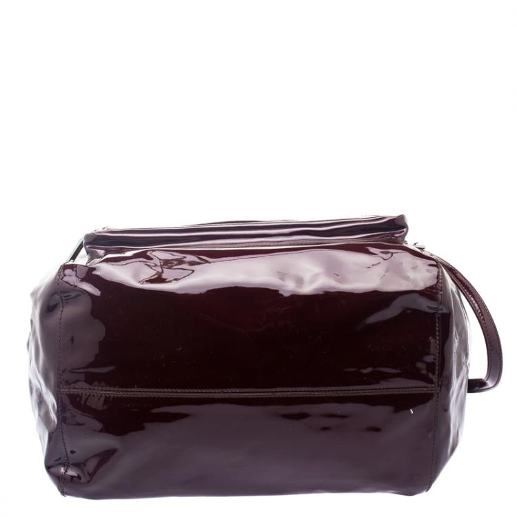 Pre Owned Dolce and Gabbana Burgundy Patent Leather Miss Pocket Tote 