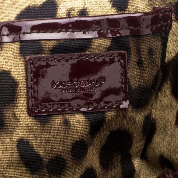 Pre Owned Dolce and Gabbana Burgundy Patent Leather Miss Pocket Tote 