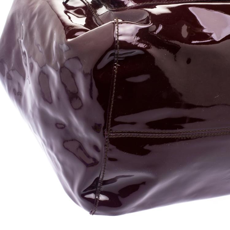 Pre Owned Dolce and Gabbana Burgundy Patent Leather Miss Pocket Tote 