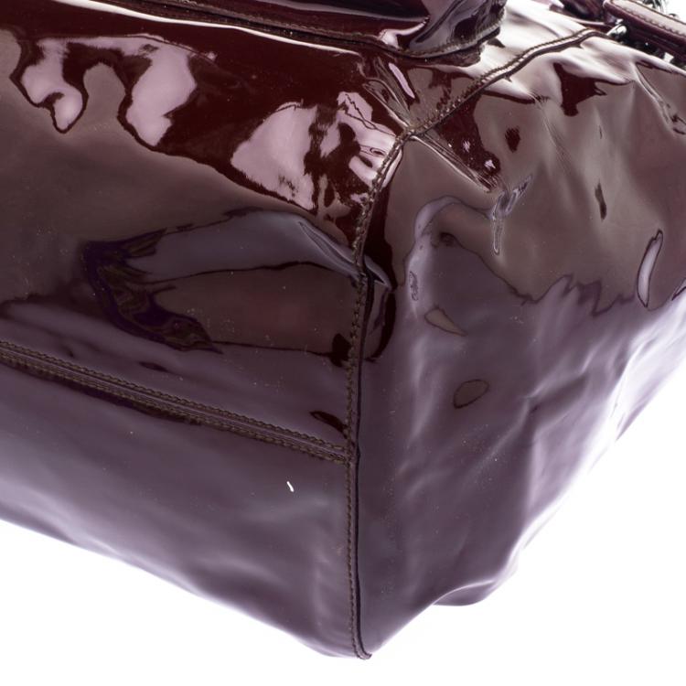 Pre Owned Dolce and Gabbana Burgundy Patent Leather Miss Pocket Tote 