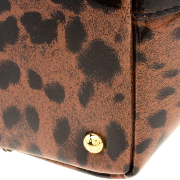 Pre Owned Dolce and Gabbana Dark Brown Leopard Print PVC Miss Escape Tote