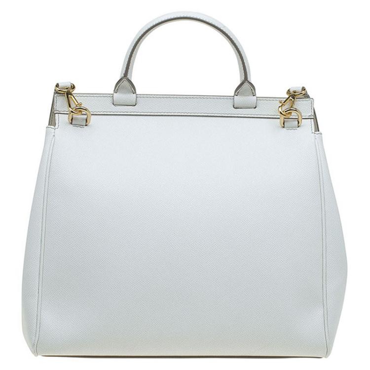Pre Owned Dolce and Gabbana White Leather Top Handle Bag
