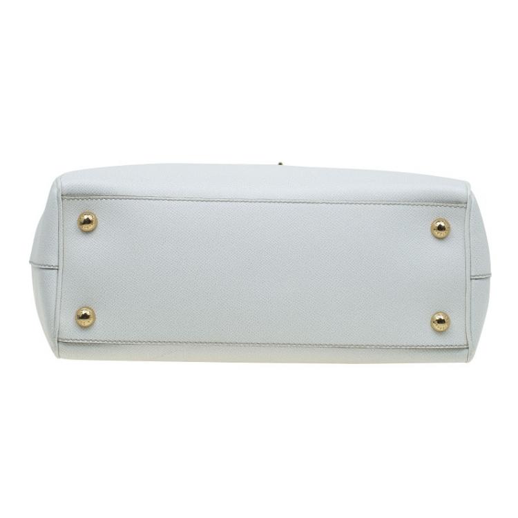 Pre Owned Dolce and Gabbana White Leather Top Handle Bag