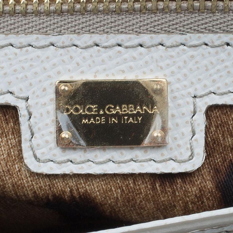 Pre Owned Dolce and Gabbana White Leather Top Handle Bag