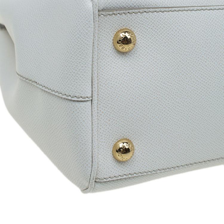 Pre Owned Dolce and Gabbana White Leather Top Handle Bag