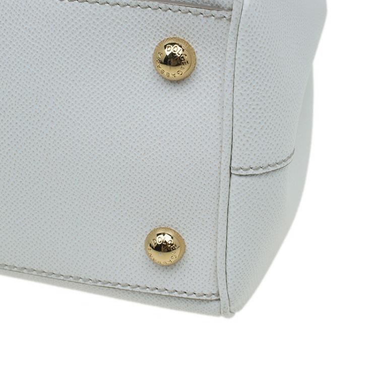 Pre Owned Dolce and Gabbana White Leather Top Handle Bag