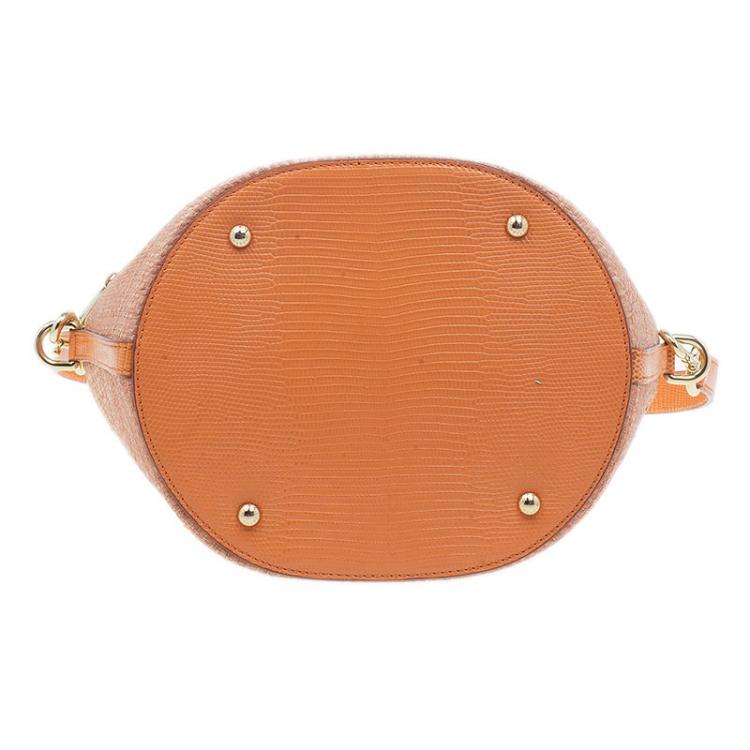 Pre Owned Dolce and Gabbana Orange Leather Bast Bucket Bag