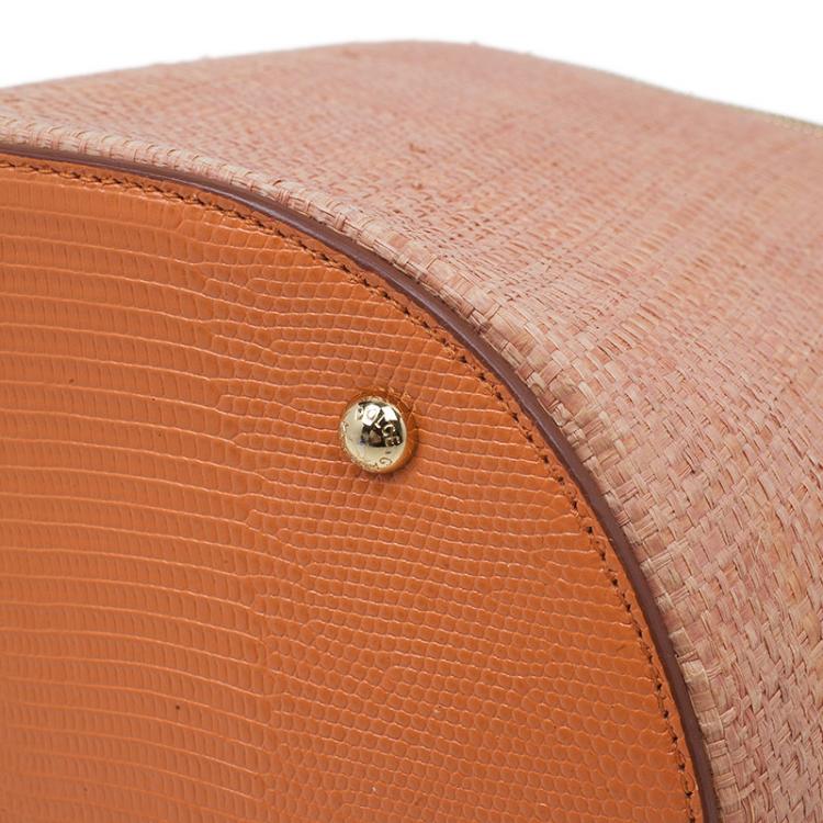 Pre Owned Dolce and Gabbana Orange Leather Bast Bucket Bag
