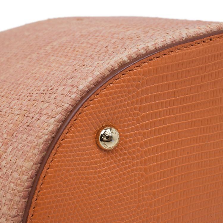 Pre Owned Dolce and Gabbana Orange Leather Bast Bucket Bag