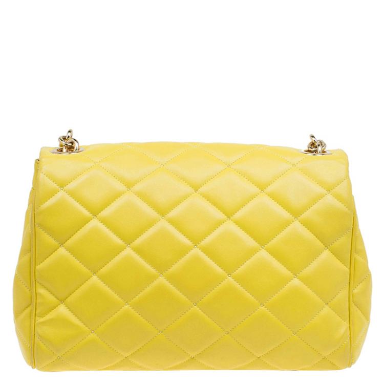 Pre Owned Dolce and Gabbana Yellow Quilted Leather Miss Kate Shoulder Bag