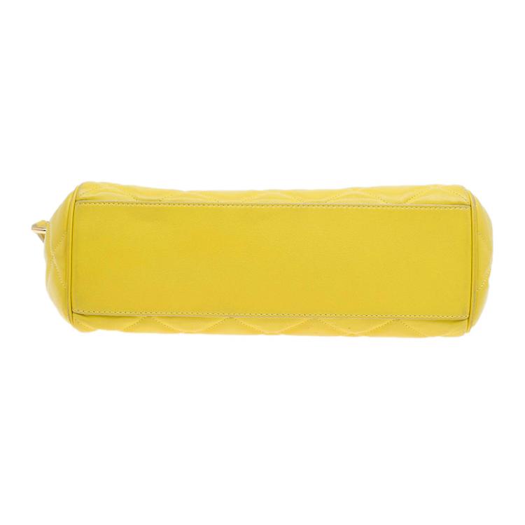 Pre Owned Dolce and Gabbana Yellow Quilted Leather Miss Kate Shoulder Bag