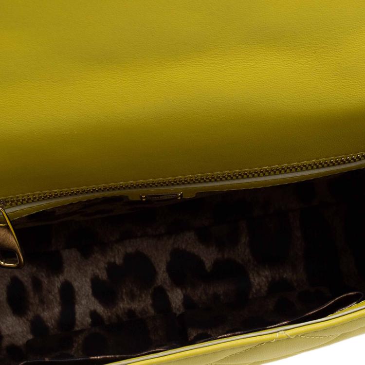 Pre Owned Dolce and Gabbana Yellow Quilted Leather Miss Kate Shoulder Bag