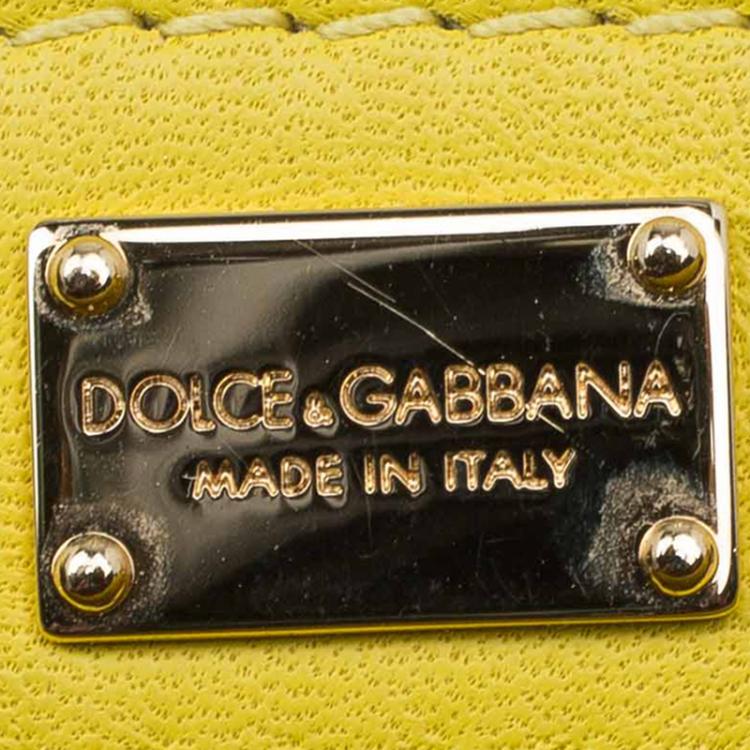 Pre Owned Dolce and Gabbana Yellow Quilted Leather Miss Kate Shoulder Bag