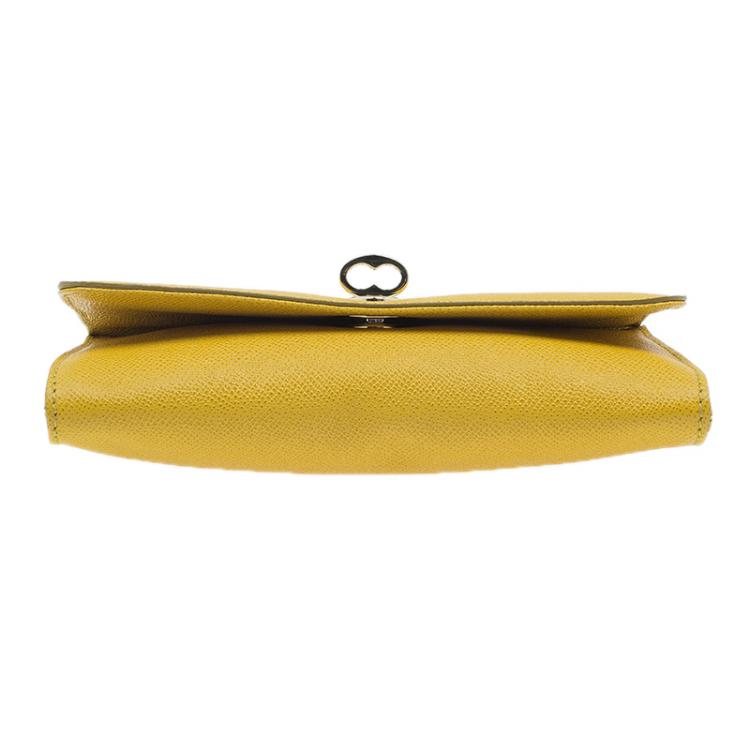 Pre Owned Dolce and Gabbana Yellow Leather Taormina Chain Clutch