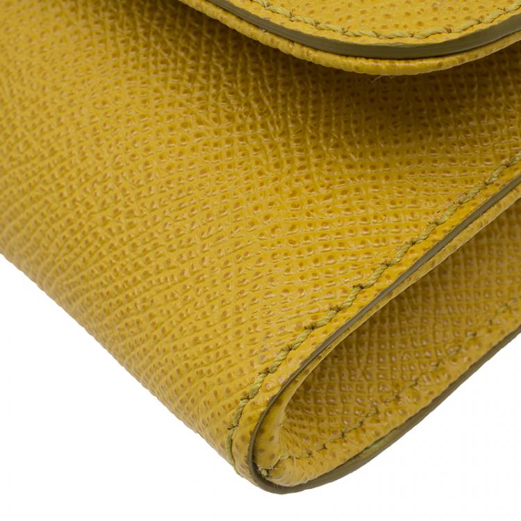 Pre Owned Dolce and Gabbana Yellow Leather Taormina Chain Clutch