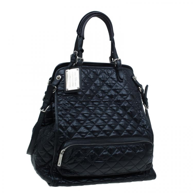 Pre Owned Dolce and Gabbana Black Satin Miss Pocket Tote Shoulder Bag