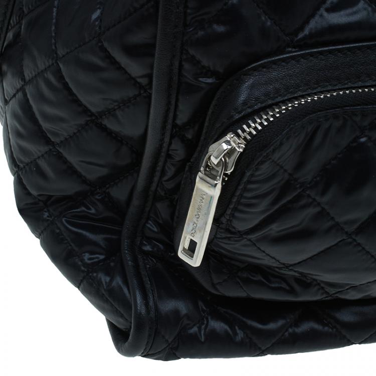 Pre Owned Dolce and Gabbana Black Satin Miss Pocket Tote Shoulder Bag
