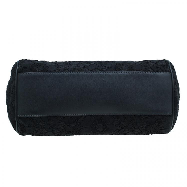 Pre Owned Dolce and Gabbana Black Lace and Leather Medium Miss Sicily Bag