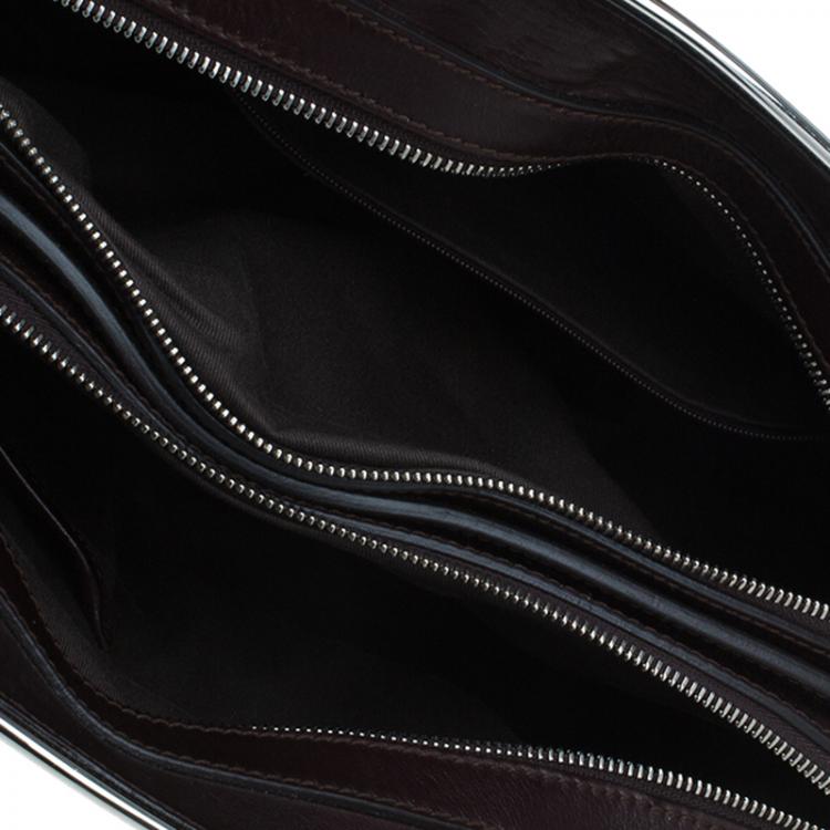 Pre Owned Dolce and Gabbana Brown Pleated Leather Miss Bauletto Dome Satchel