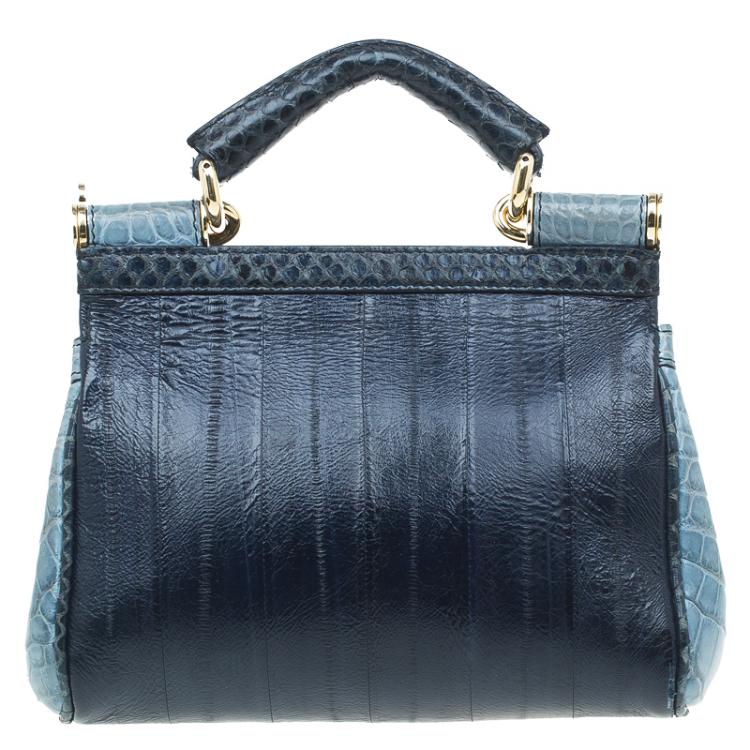 Pre Owned Dolce and Gabbana Multicolor Crocodile and Leather Small Miss Sicily Tote