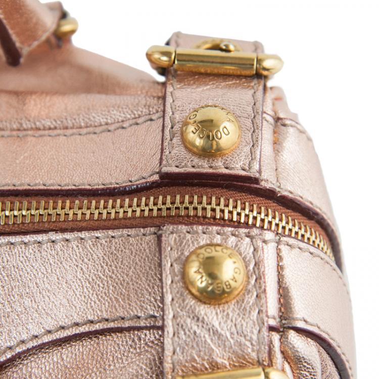 Pre Owned Dolce and Gabbana Metallic Pink Leather Miss Easy Way Satchel