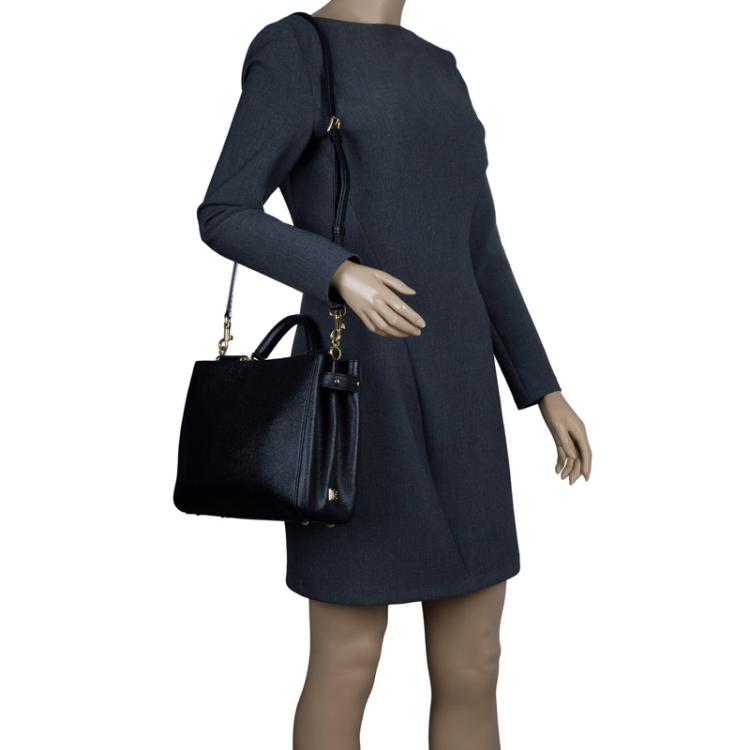 Pre Owned Dolce and Gabbana Black Leather Miss Sicily Tote