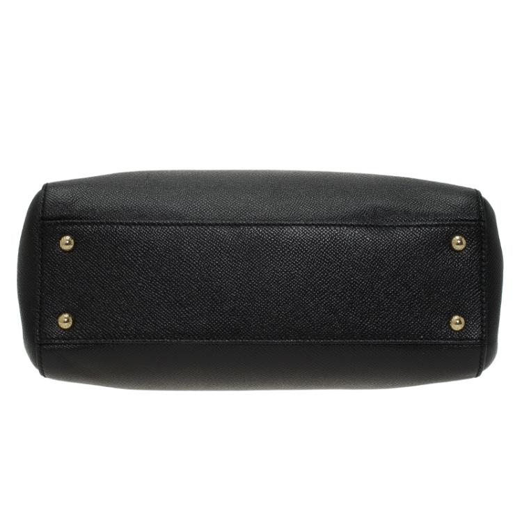 Pre Owned Dolce and Gabbana Black Leather Miss Sicily Tote