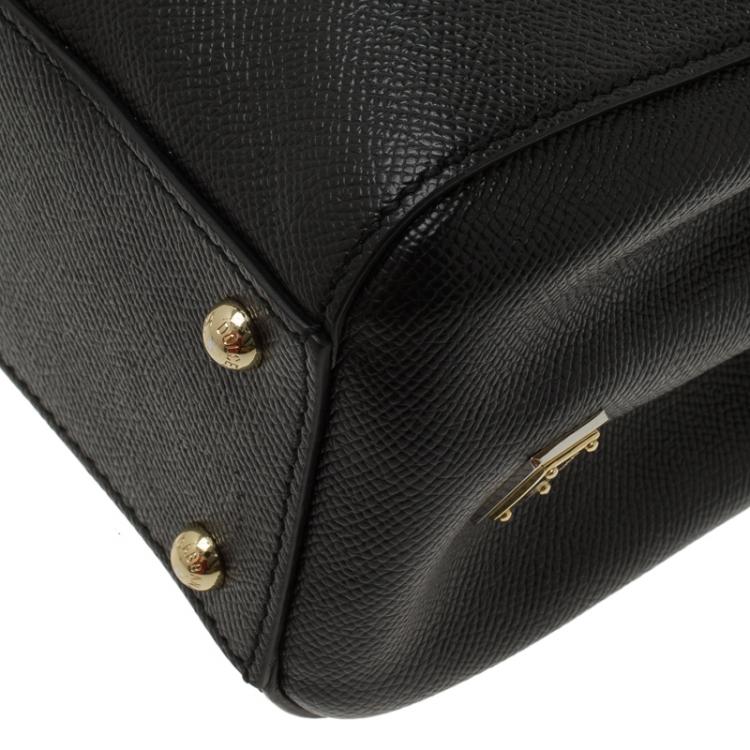 Pre Owned Dolce and Gabbana Black Leather Miss Sicily Tote