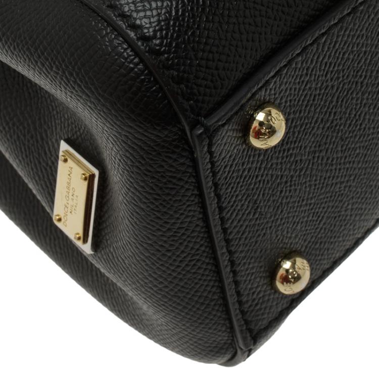 Pre Owned Dolce and Gabbana Black Leather Miss Sicily Tote